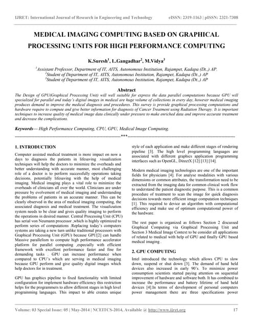 Medical imaging computing based on graphical processing units for high perfor...