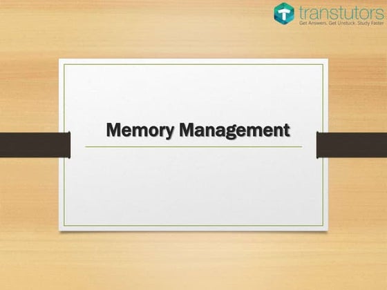 Memory Management | Computer Science
