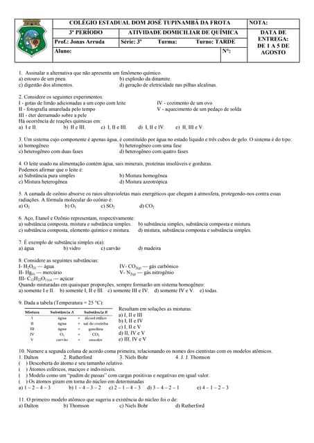 Meterial de férias 3º