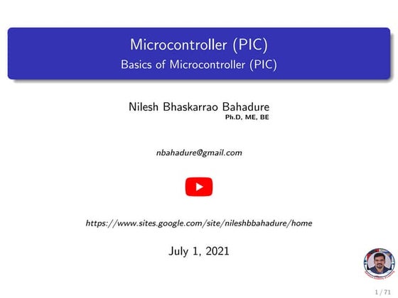 Microcontroller pic 16f877 architecture and basics