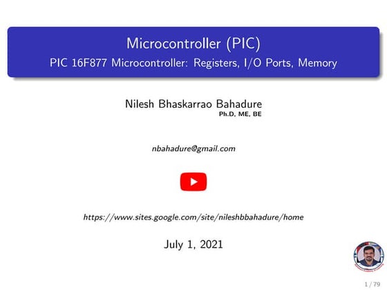 Microcontroller pic 16 f877 registers memory ports