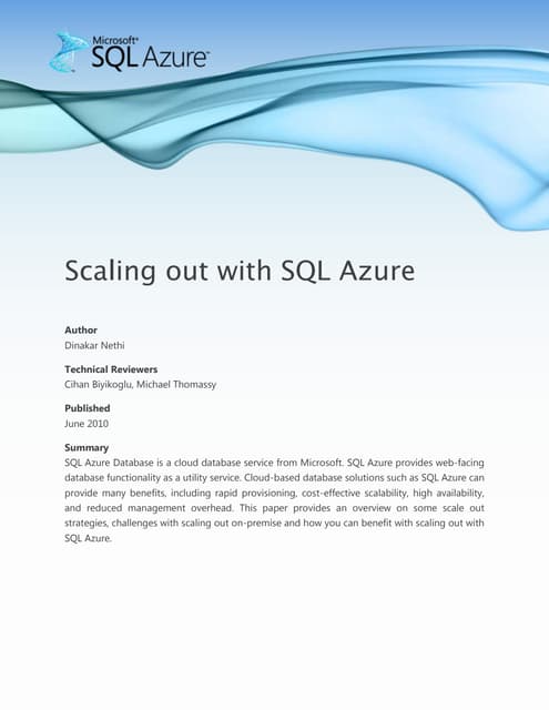 Microsoft SQL Azure - Scaling Out with SQL Azure Whitepaper
