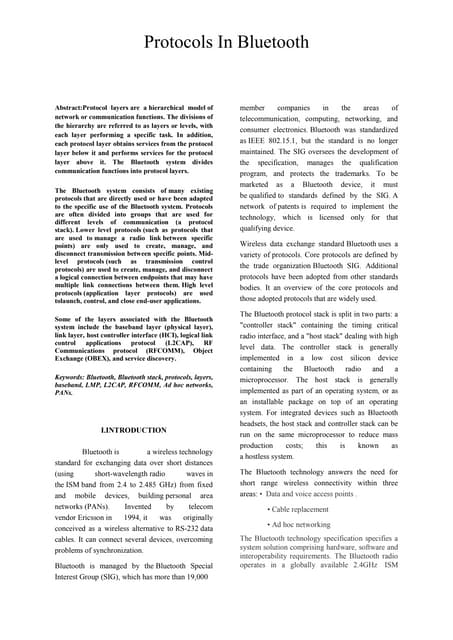 Protocols in Bluetooth