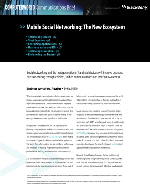 Mobile Social Networking: The New Ecosystem