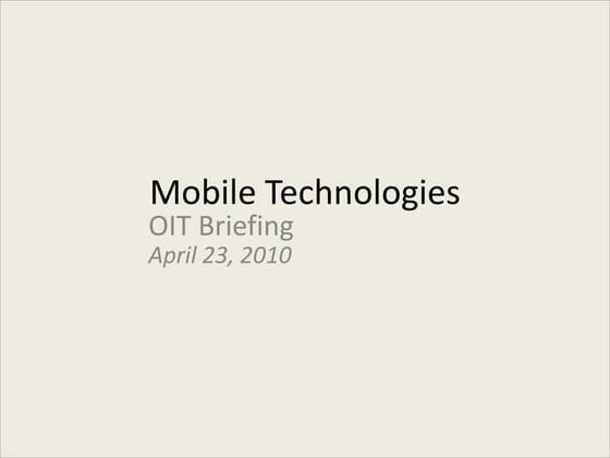 Mobile technologies briefing