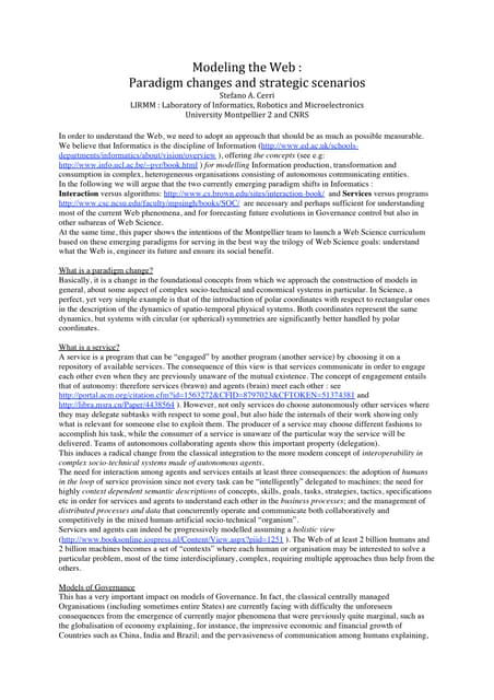 Modeling the Web : Paradigm changes and strategic scenarios - Stefano A. Cerri