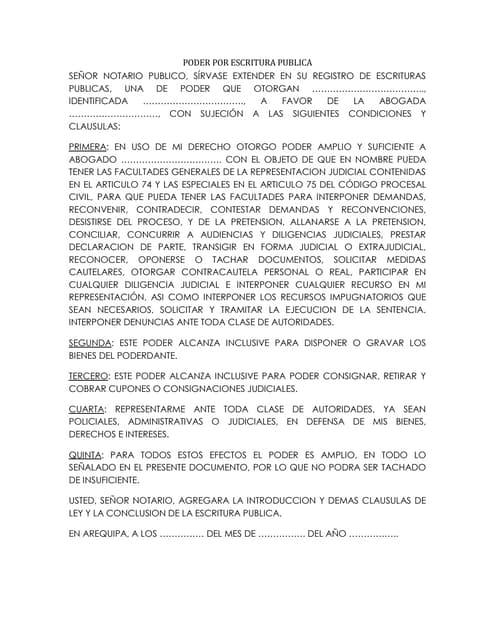 Modelo de poder por escritura publica ( minuta)
