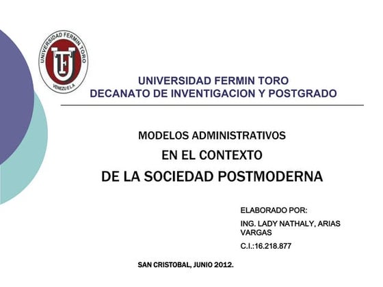 Los modelos administrativos en el contexto de la sociedad post moderna