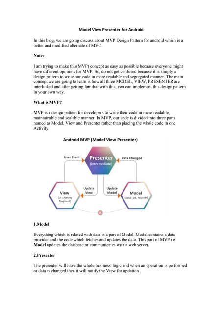 Model View Presenter For Android