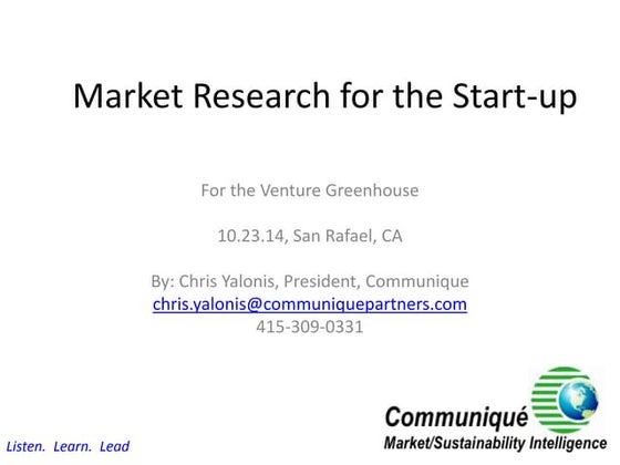 Market Research for Start-ups