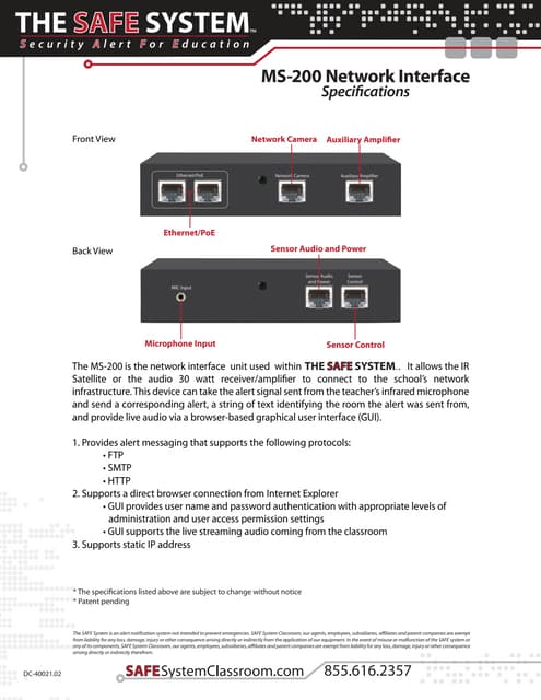 Ms 200 network interface