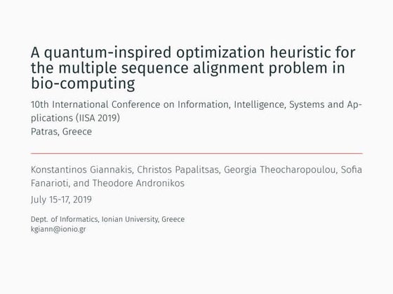 A quantum-inspired optimization heuristic for the multiple sequence alignment...