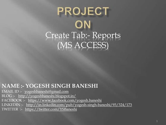 MS ACCESS (REPORT)