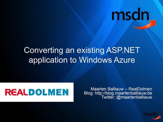 MSDN - Converting an existing ASP.NET application to Windows Azure