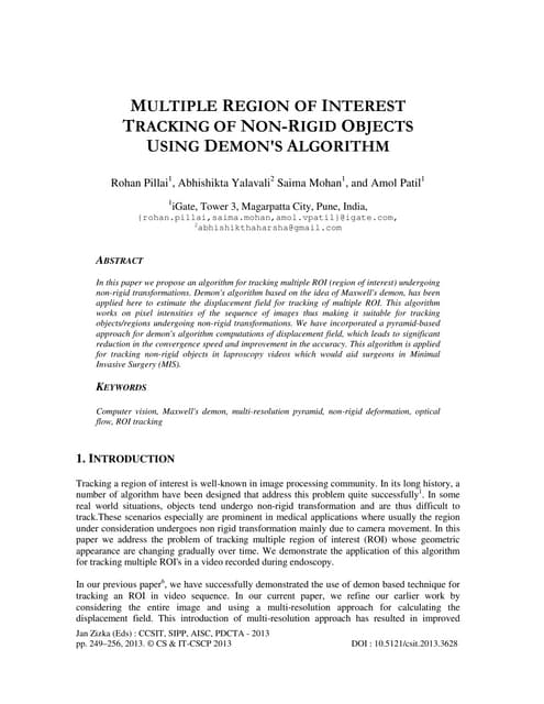 Multiple region of interest tracking of non rigid objects using demon's algor...