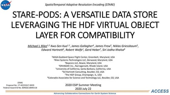 STARE-PODS: A Versatile Data Store Leveraging the HDF Virtual Object Layer fo...
