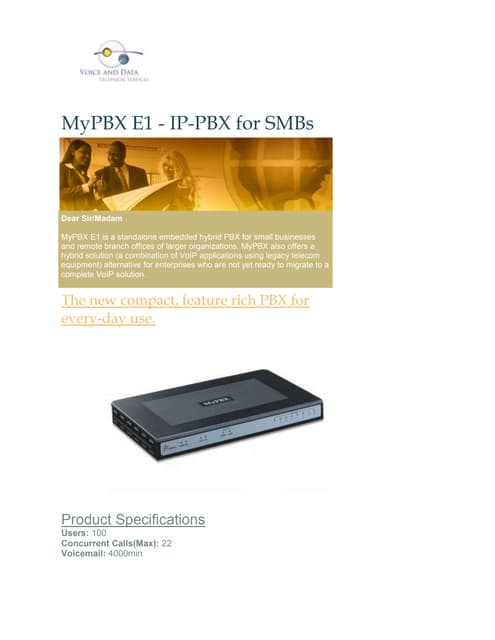My Pbx E1   Ip Pbx For Sm Bs