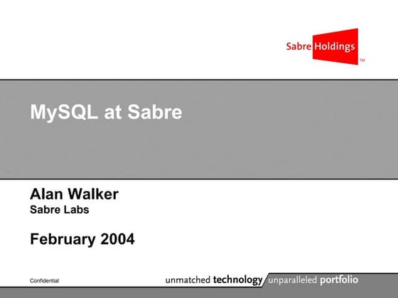 Sabre presentation for MySQL user conference 2004
