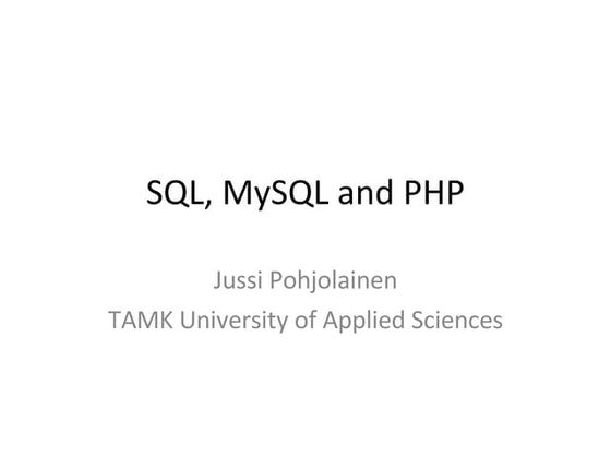 Short Intro to PHP and MySQL