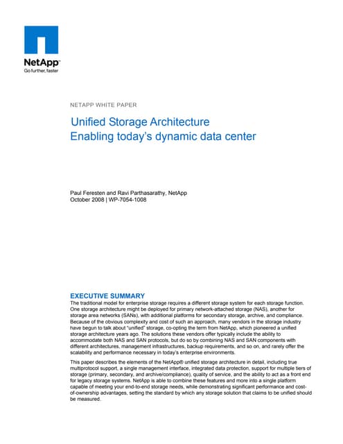 Net App Unified Storage Architecture