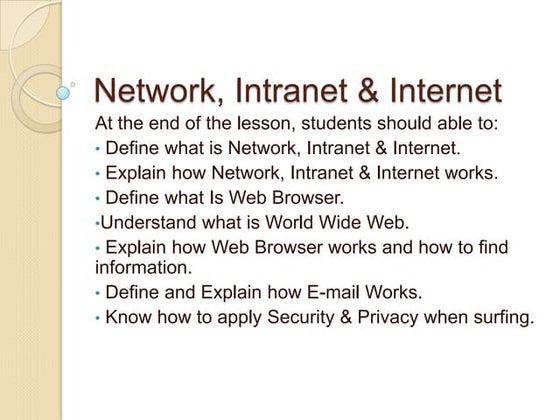 CHAP 3 - NETWORK, INTRANET & INTERNET