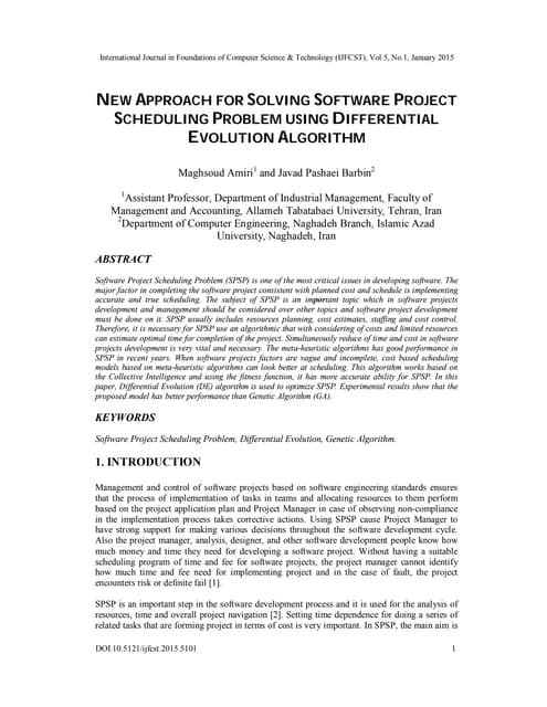 New approach for solving software project scheduling problem using differenti...