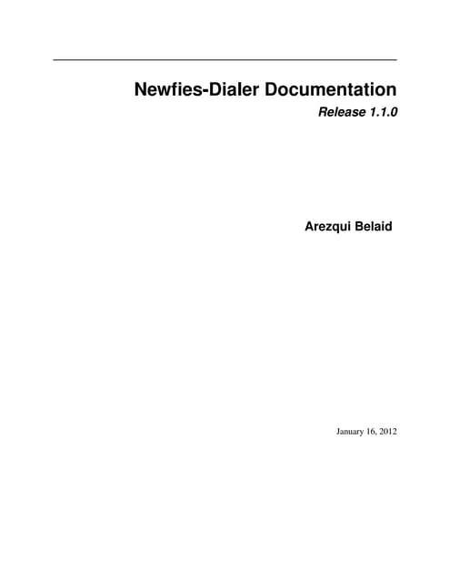 Newfies-Dialer : Autodialer software - Documentation version 1.1.0