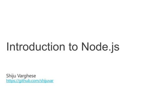 Introduction to Node js