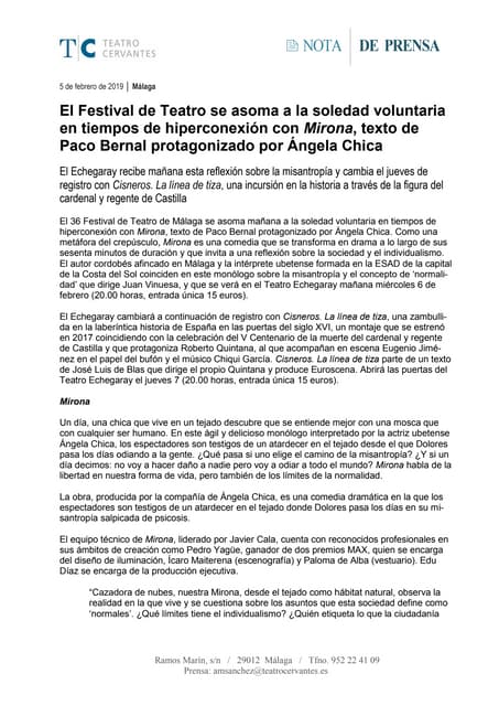 El Festival de Teatro se asoma a la soledad voluntaria en tiempos de hipercon...