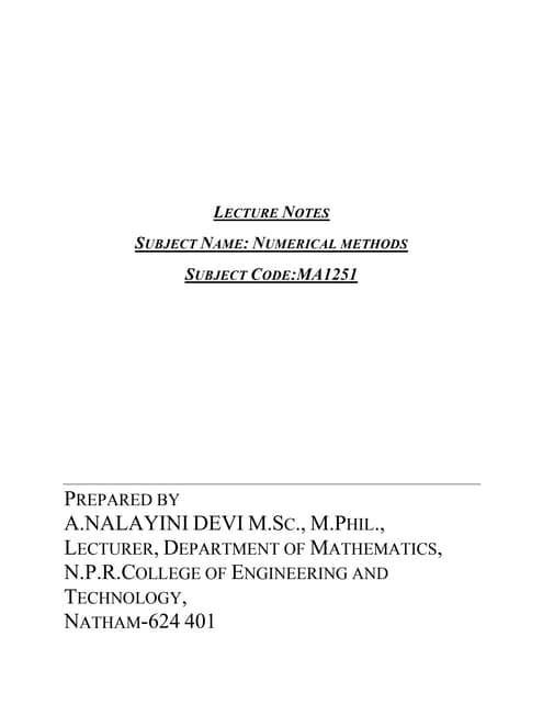 NUMERICAL METHODS