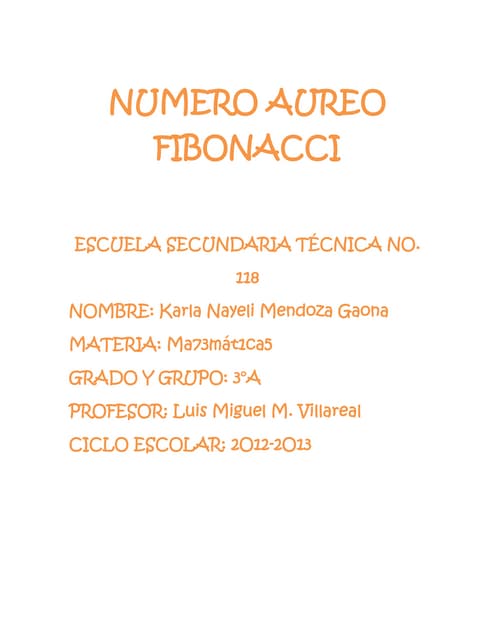 Numero aureo fibonacci MENDOZA GAONA