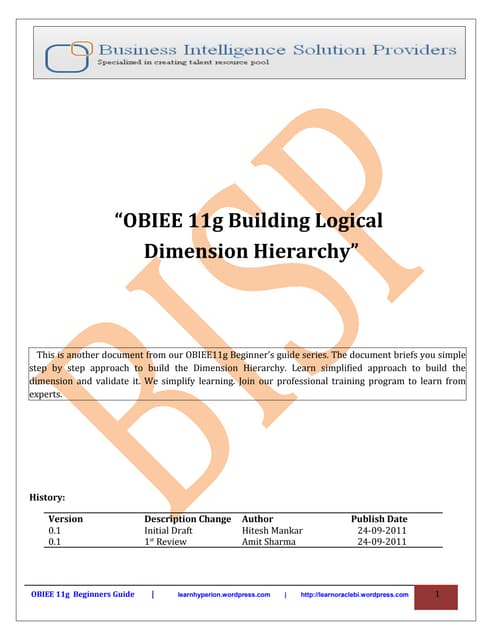 Obiee11g building logical dimension hierarchy