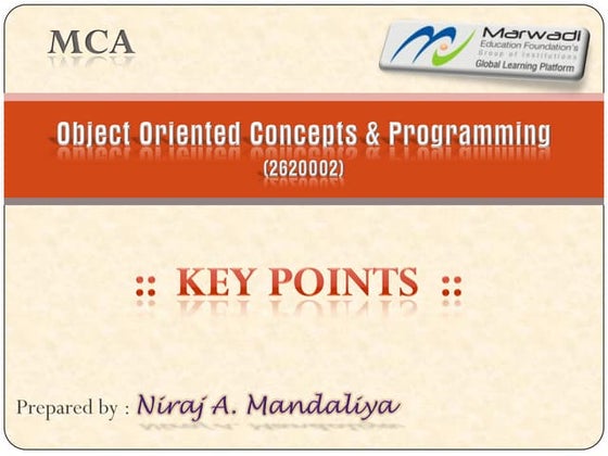 C++ Object oriented concepts & programming