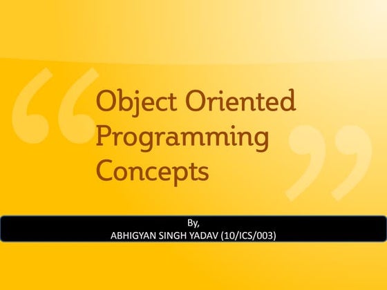 Object Oriented Programming Concepts