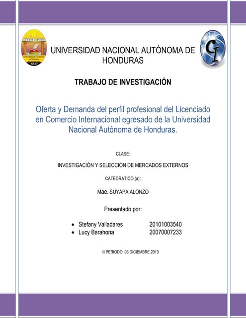 Oferta y demanda del estudiante de ci