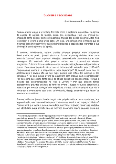 O Jovem e a Sociedade