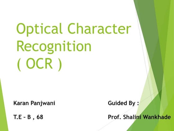 Optical Character Recognition( OCR )