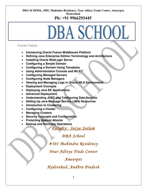 Oracle fusion-middleware-web logic-admin training in DBA School