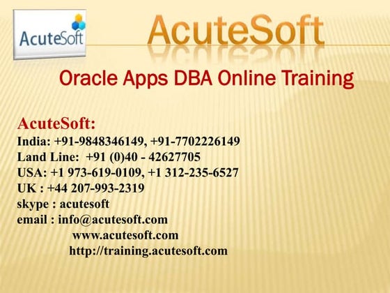 ORACLE APPS DBA ONLINE TRAINING