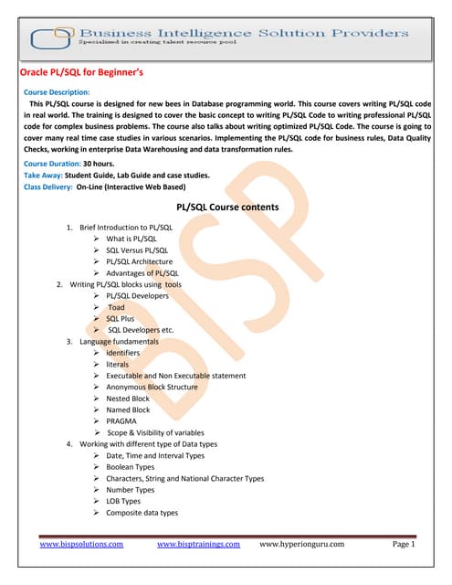 Oracle fundamentals and plsql for beginners