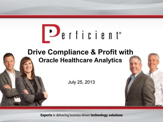 Drive Compliance and Profit with Oracle Healthcare Analytics