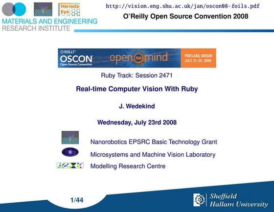 Real-time Computer Vision With Ruby - OSCON 2008