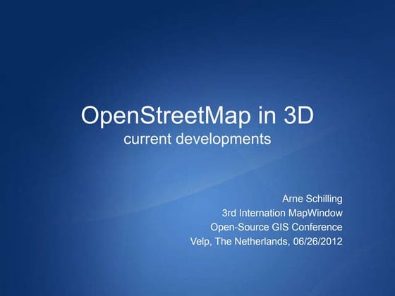 OpenStreetMap in 3D - current developments