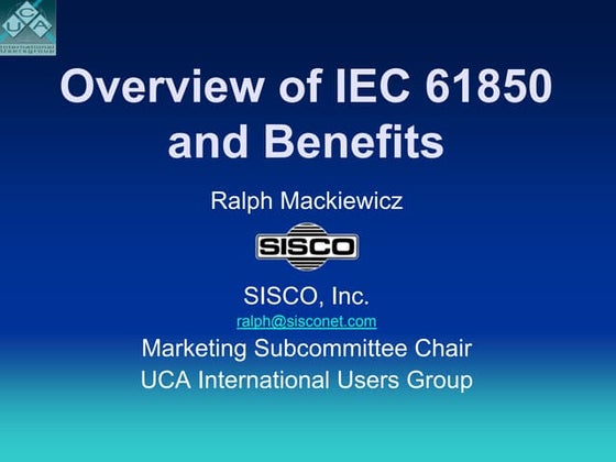 Overview Of  I E C61850  Presentation..... W S M