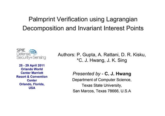 Palmprint verification using lagrangian decomposition and invariant interest