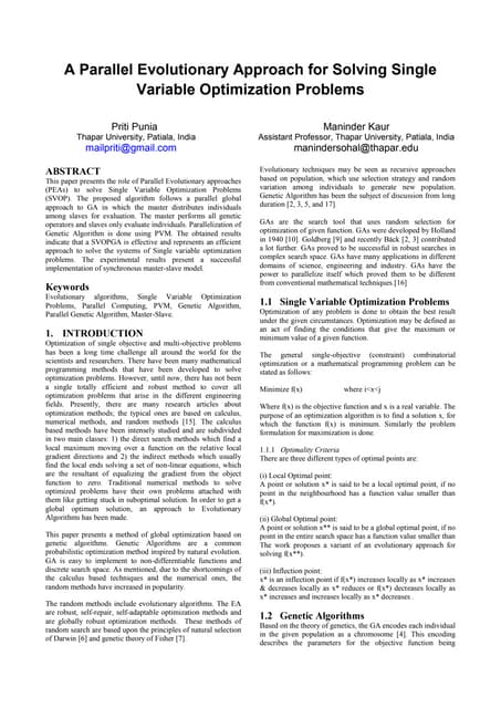 Parallel evolutionary approach paper