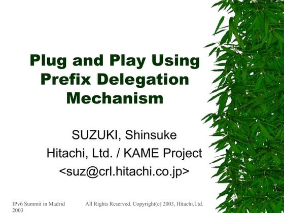 Plug and Play Using Prefix Delegation Mechanism