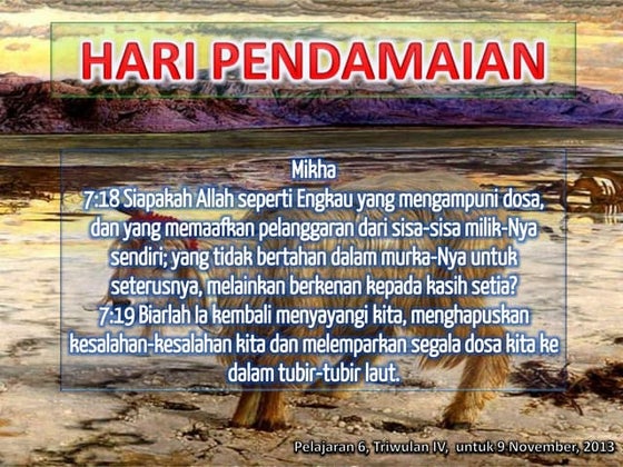 Pelajaran sekolah sabat ke 6 triwulan iv hari pendamaian