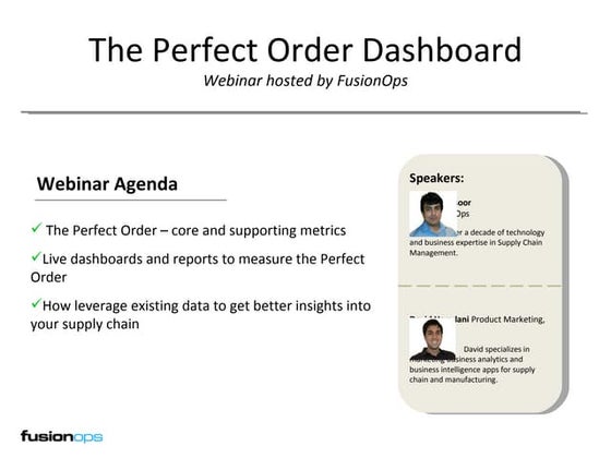 The Perfect Order Dashboard