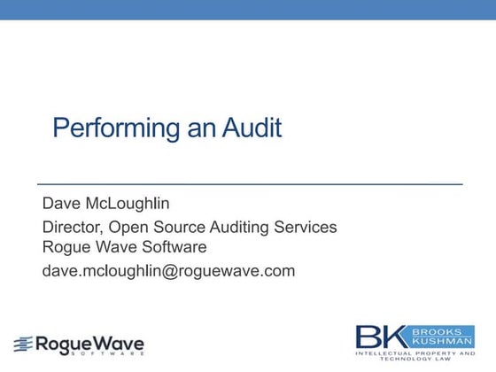 Performing an audit - Open source compliance seminar 